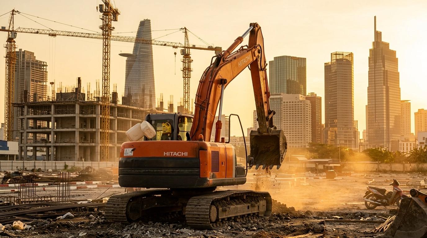Cho thuê máy xúc đào Hitachi – Cơ Giới Lực Lâm tại TP.HCM