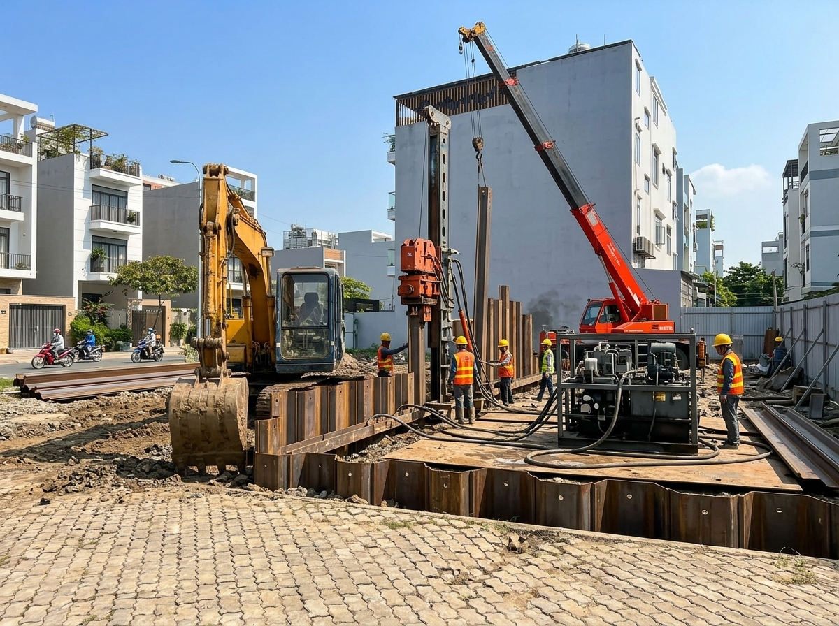 Ép cừ gia cố nền